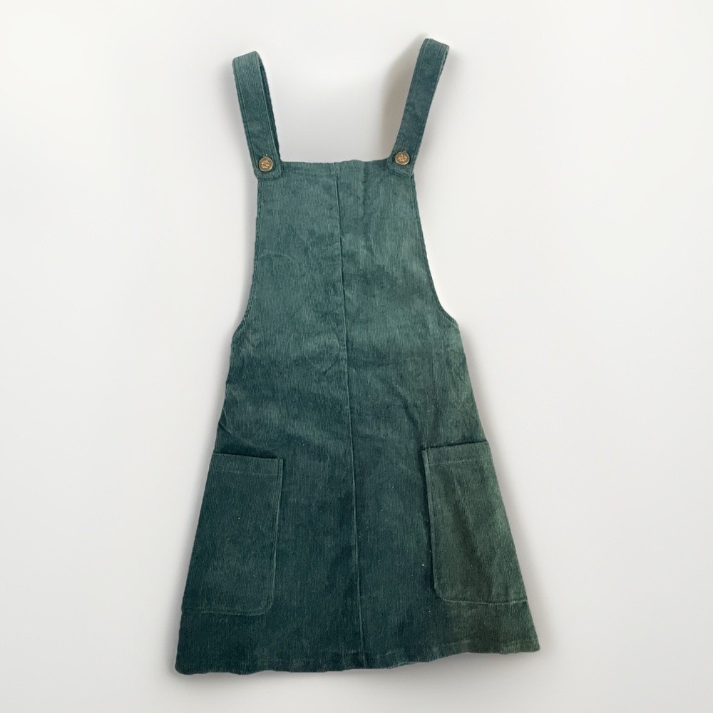 Bright and Beautiful Lena Corduroy Pinafore Dress Womens XXS Green Overall Mini